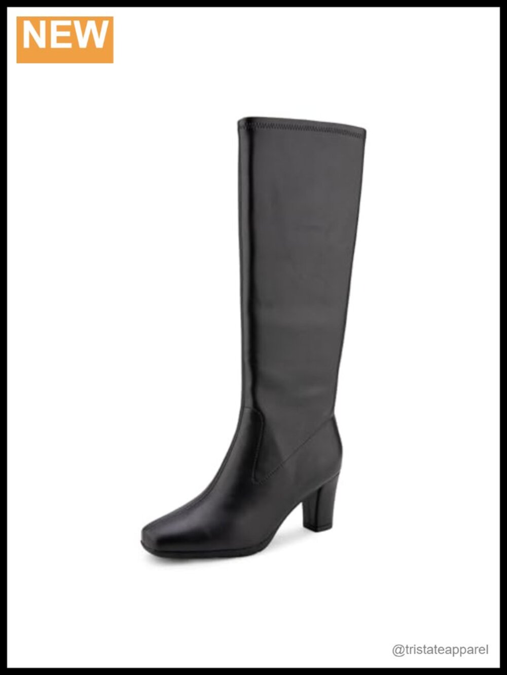 Aerosoles Women's Chai Knee High Boots Chunky Heel Square Toe Zipper Faux